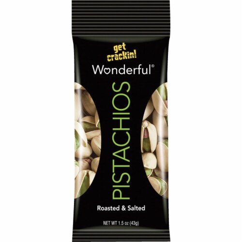Wonderful Roasted and Salted Pistachios 1.5 oz. Pegged - Case Of: 12; Perspective: front