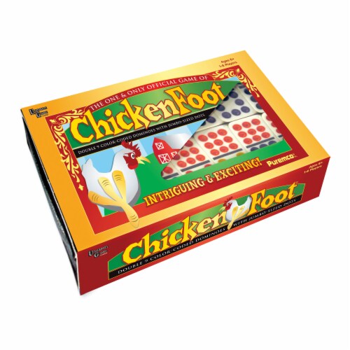 University Games ChickenFoot Professional Size Double 9 Color Dot Dominoes Perspective: front
