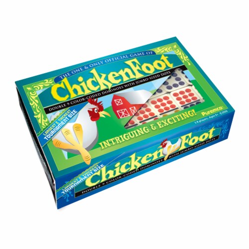 University Games ChickenFoot Tournament Size Double 9 Color Dot Dominoes Perspective: front