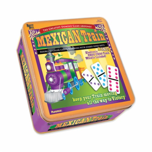 University Games Mexican Train Professional Size Double 12 Color Dot Dominoes Perspective: front