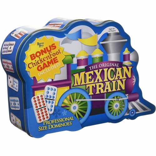 University Games Mexican Train Deluxe Traditional Double 12 Domino Set Perspective: front
