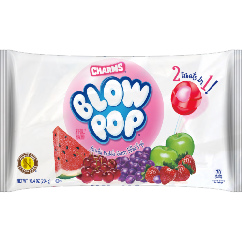Blow Pop® Assorted Bubble Gum Filled Pops Candy Bag Perspective: front