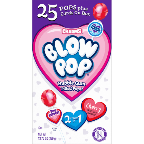 Blow Pop Valentine Box Bubble Gum Filled Pops Candy 25 Ct 1375 Oz