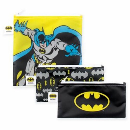 Bumkins DC Comics Batman Snack Bag Set of 3 Pack Reusable Washable NEW 