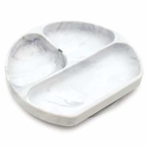 Bumkins Silicone Grip Dish - Grey Marble Perspective: front