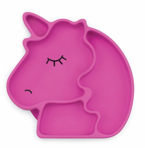 Bumkins Silicone Grip Unicorn Shapped Dish - Pink Perspective: front