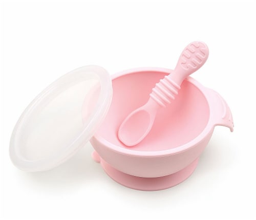 Bumkins Silicone First Feeding Set - Pink Perspective: front