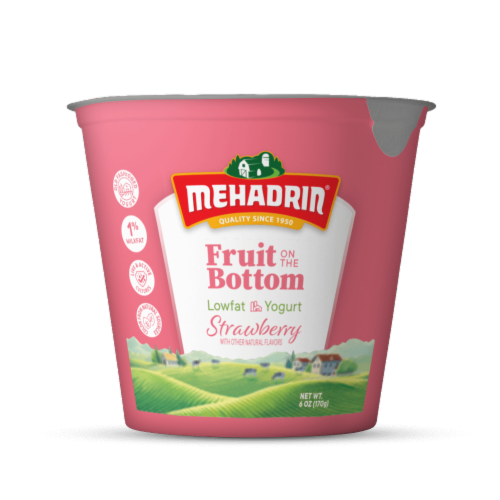 Mehadrin® Fruit on the Bottom Strawberry Low Fat Yogurt Cup Perspective: front