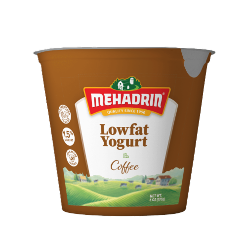 Mehadrin® Coffee Lowfat Yogurt Cup Perspective: front