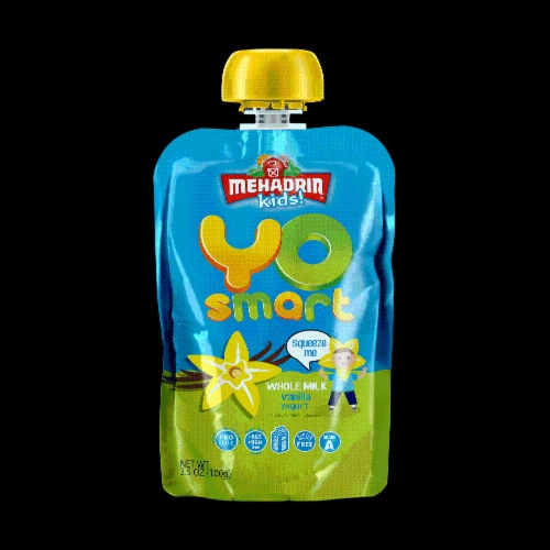 Mehadrin® Yo Smart Vanilla Whole Milk Yogurt Pouch Perspective: front