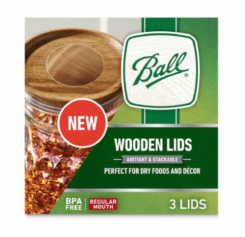 Ball® Regular Mouth Wooden Jar Lids Perspective: front
