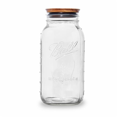 Ball® Wide Mouth Half Gallon Jar with Wooden Lid Perspective: front