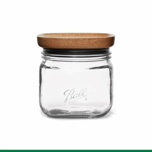 Ball® Four Cup Stack & Store Glass Jar With Wooden Lid Perspective: front