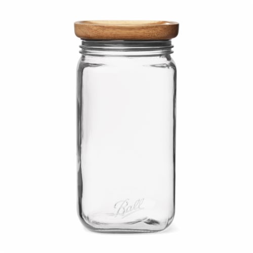 Ball® 9.9 Cup Stack & Store Glass Jar With Wooden Lid Perspective: front