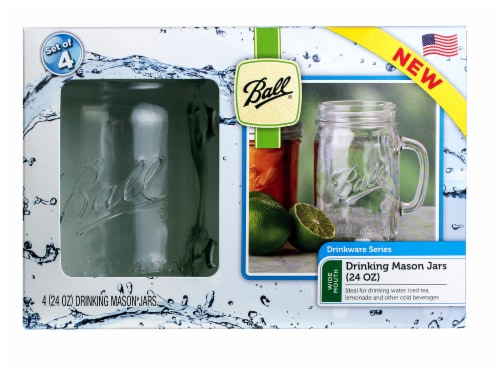 Jar Drinking Glasses Kit- Ball Jar Mouth Pint Jars with Lids and