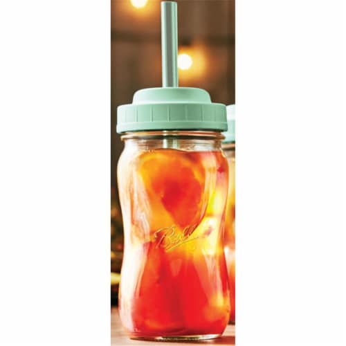 Ball® Sip & Straw Spiral Jars - Minty Blue Perspective: front