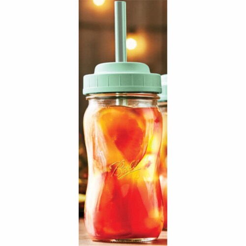 Ball Sip & Straw Spiral Jars - Minty Blue Perspective: front