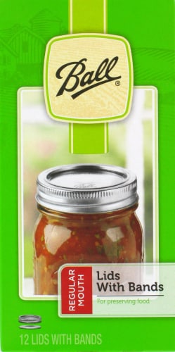 Ball® Glass Mason Jar Lids and Bands, Regular Mouth, Set of 12 Perspective: front