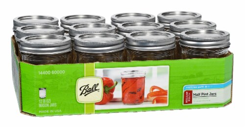 Ball® Regular Mouth Glass Half Pint Mason Jars Perspective: front