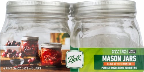 Wide Mouth Mason Jars 16 oz – (6 Pack) – Ball Wide Mouth Pint 16