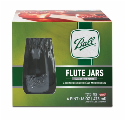 Ball® Glass Flute Jars Perspective: front