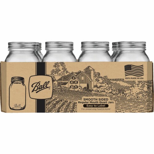 Ball Quart Regular Mouth Smooth-Sided Silver Lid Canning Jar (12-Count) Perspective: front