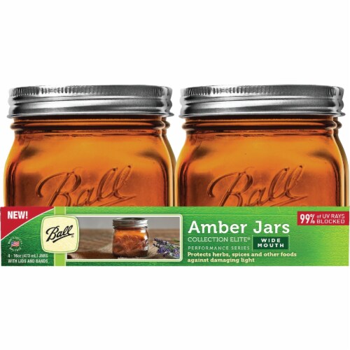 Ball Jars with Lids and Bands - Amber Perspective: front
