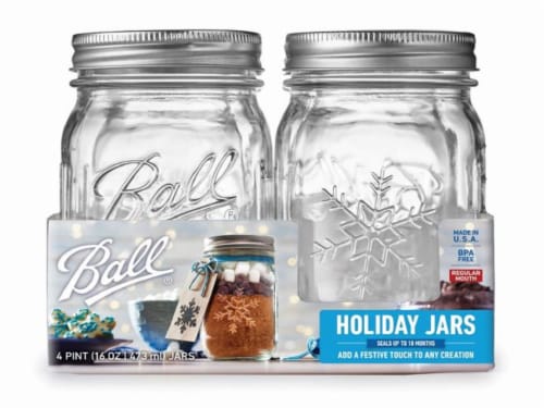 Ball® Regular Mouth Glass Keepsake Holiday Jars with Lids and Bands -  Clear, 4 ct / 16 oz - Kroger