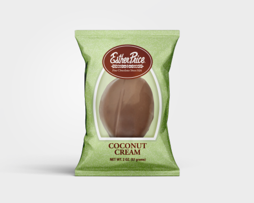 Esther Price Coconut Cream Chocolate Egg Perspective: front