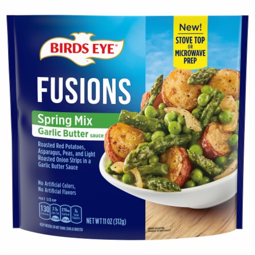 Birds Eye Fusions Spring Mix Garlic Butter Sauce Frozen Side Dish Perspective: front