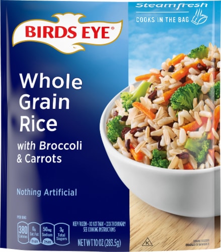 Birds Eye Steamfresh Frozen Whole Grain Rice with Broccoli & Carrots Perspective: front