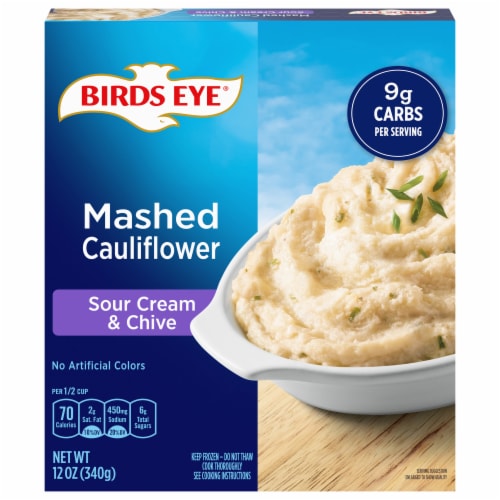 Birds Eye Sour Cream & Chives Mashed Cauliflower Frozen Vegetable Perspective: front