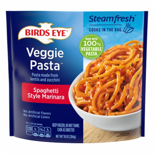 Birds Eye Veggie Pasta Spaghetti Style Marinara Frozen Side Perspective: front