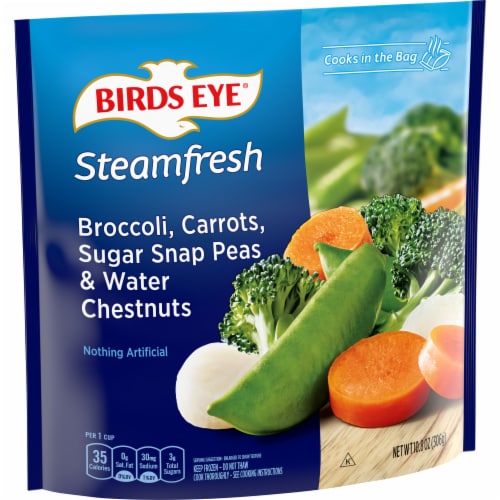 Birds Eye Steamfresh Broccoli Carrots Sugar Snap Peas & Water Chestnuts Frozen Vegetables Perspective: front