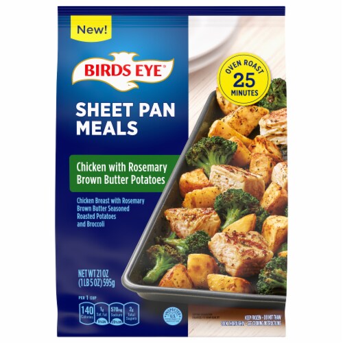 Birds Eye Sheet Pan Chicken With Rosemary Brown Butter Potatoes Frozen Meal Perspective: front