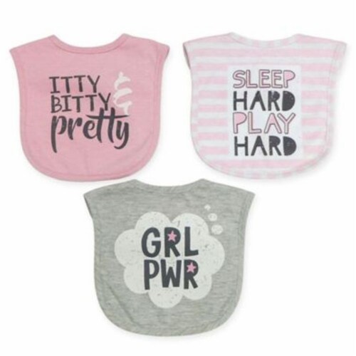 Neat Solutions® 3-Pack Girl Water Resistant Heather Infant Bibs in Pink Multi Perspective: front