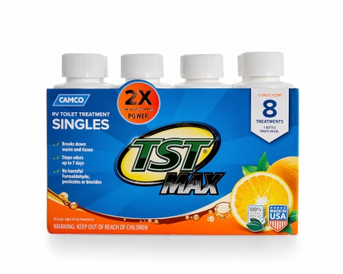 Camco TST Max Citrus Scent RV Toilet Treatment Singles Perspective: front