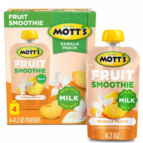 Mott's Vanilla Peach Fruit Smoothie Pouch Perspective: front