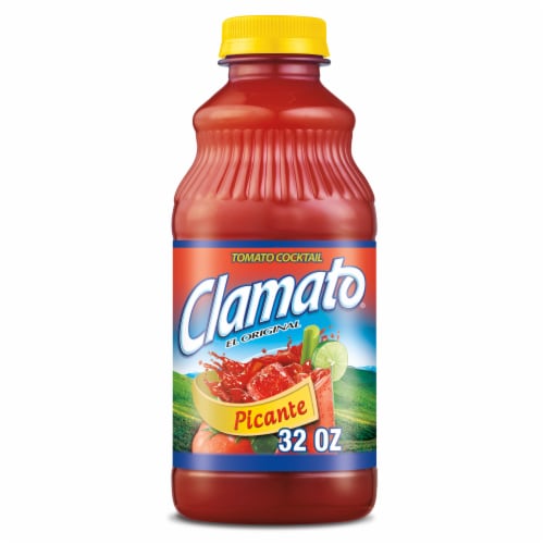 Clamato Picante Tomato Cocktail Mixer Bottle Perspective: front