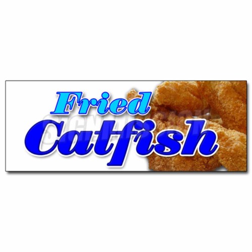 SignMission 12 in. Fried Catfish Decal Sticker - Fresh Lunch Dinner Platter Sandwich Fries Perspective: front