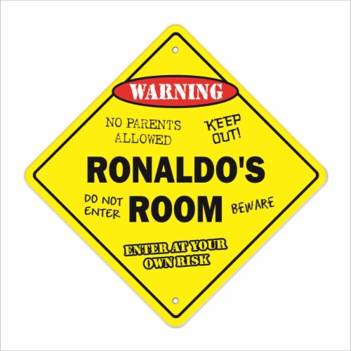 SignMission  12 x 12 in. Crossing Zone Xing Room Sign - Ronaldos Perspective: front