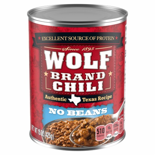Wolf Brand Authentic Texas Recipe No Beans Chili Perspective: front