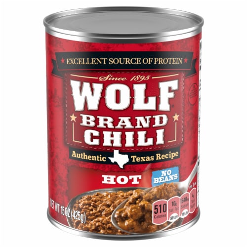 Wolf Brand Hot Chili Without Beans Perspective: front