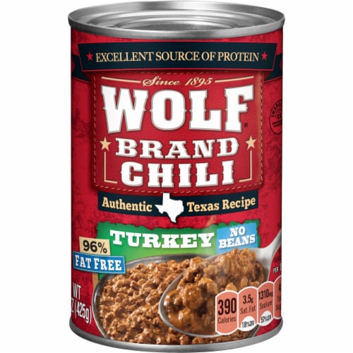 Wolf Brand Turkey Chili No Beans 96% Fat Free Perspective: front