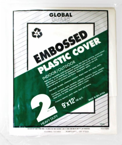 Z-Pro® Global Guard Embossed Plastic Indoor/Outdoor Drop Cloth - Clear Perspective: front