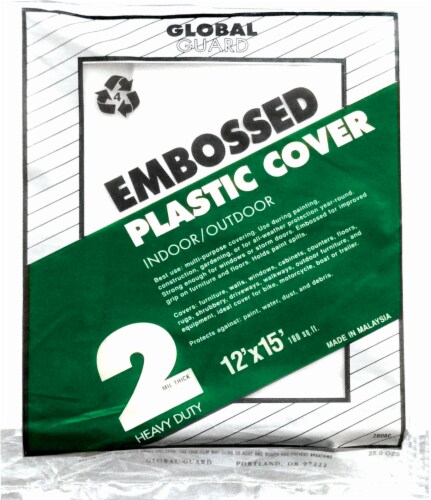 Z-Pro® Global Guard Embossed Plastic Indoor/Outdoor Drop Cloth - Clear Perspective: front