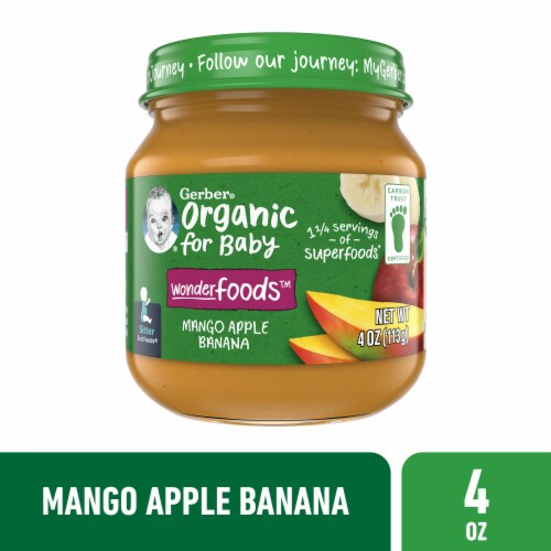 Gerber Organic Mango Apple Banana Stage 2 Baby Food Perspective: front