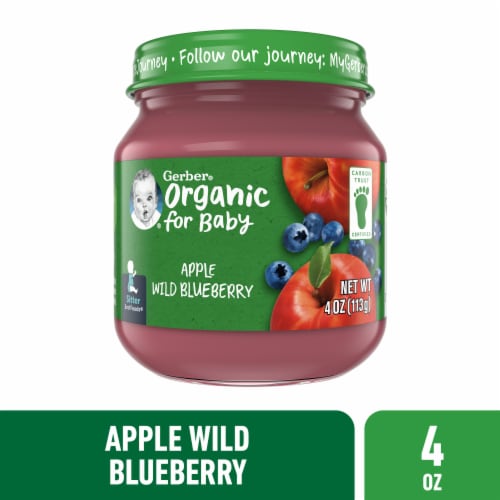 Gerber® Organic 2nd Foods Apple Wild Blueberry Stage 2 Baby Food Perspective: front