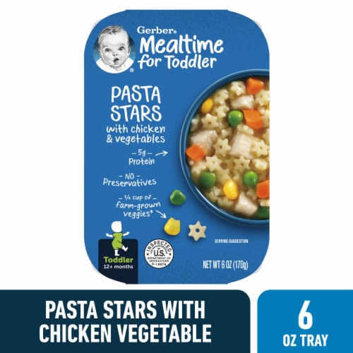 Gerber Mealtime for Toddler Pasta Stars with Chicken and Vegetables Toddler Food Perspective: front