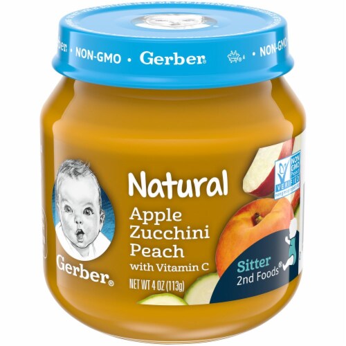 Gerber® 2nd Foods Apple Zucchini Peach Baby Food Jar Perspective: front